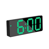 Jam Cermin Digital LED Jam Tampilan Desktop Jam Dinding Angka Bercahaya untuk Dekorasi Rumah Kantor