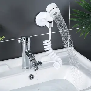 Lavatório torneira de água externo mão chuveiro lado branco com interruptor mão chuveiro à prova de respingos extensão do bico