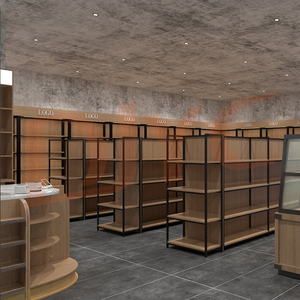 Siêu thị Heavy Duty Kệ Gỗ Kim Loại Thiết kế kệ hiển thị giá đứng cho cửa hàng trung tâm - Product Image 2