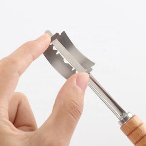 <span class=keywords><strong>Lame</strong></span> à pain en acier inoxydable, outil manche en bois de bambou, jeu de lames à pain, outil de broyage, cuisson de la pâte, couteau de marquage - Product Image 6