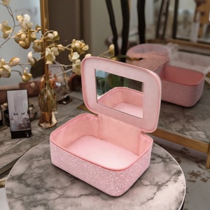 <span class=keywords><strong>Beauty</strong></span> <span class=keywords><strong>Case</strong></span> Rosa Glitterato con Specchio, Regalo per Spose, Borsa Organizer per Trucchi, Grande Capacità, Borse Cosmetiche da Viaggio per Donne - Product Image 6