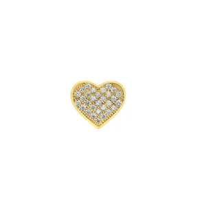 Fashion 925 Sterling Silver Jewelry Rhodium Plating Full Bling Round Zircon Micro Pave Heart Stud Women Earrings