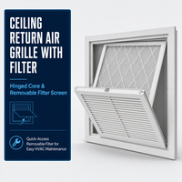 Grille de retour d'air flexible à économie d'énergie avec filtre, diffuseur d'air réglable pour systèmes CVC, idéale pour les hôpitaux et les écoles
