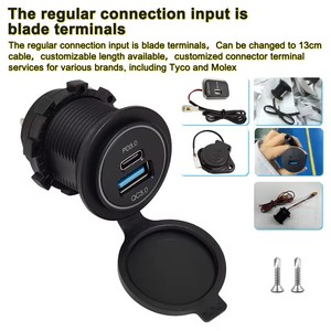 Chargeur de voiture 12V 24V 2 ports PD QC 3.0 pour <span class=keywords><strong>bus</strong></span>, camion, <span class=keywords><strong>camping</strong></span>-<span class=keywords><strong>car</strong></span>, prise USB Type C, chargeur USB 24V - Product Image 1