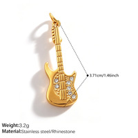 Nouveau Pendentif Guitare 3D en Acier Inoxydable Personnalisable DIY 2026 pour Fabrication de Colliers et Accessoires de Bijoux – Vente en Gros