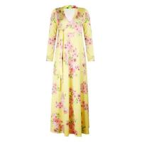 Vêtements pour femmes grandes tailles Robe longue à imprimé floral à manches longues pour femmes 5XL