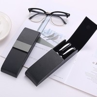 Boîte à stylos double en cuir PU de luxe, boîte d'emballage pour stylo plume, boîte cadeau publicitaire pour entreprise avec logo personnalisé