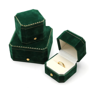High End Modern Square Octagonal Paper Velvet Jewelry Packaging Box Christmas Tree Lace Design for Rings Necklaces <b>Earrings</b> Long - Product Image 5