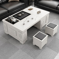 Table basse luxueuse pour salon en dalle de roche Service à thé intégré pour bureau Service à thé avec bouilloire