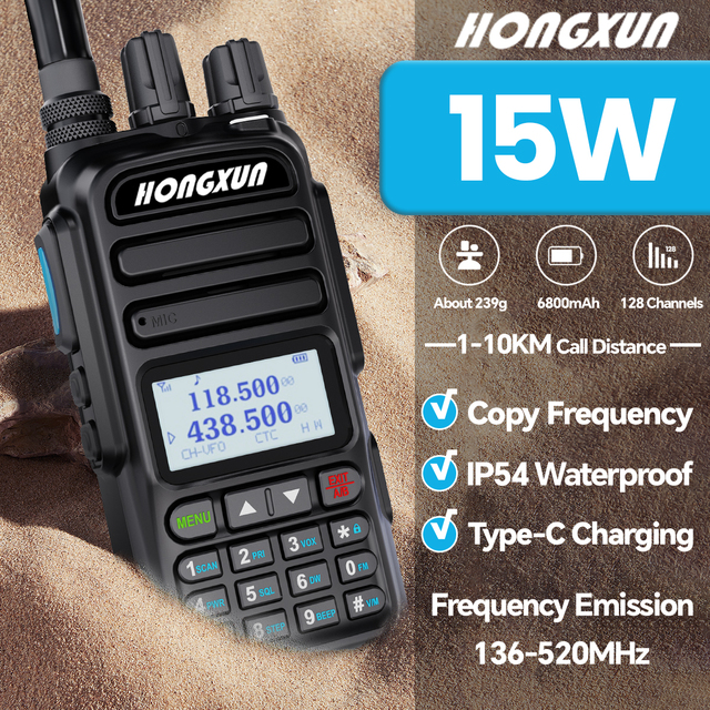 HX-370S VHF UHF 15W IP54 Handheld Transceiver Full Band 128 CHANNELS Walkie Talkie Factory Direct