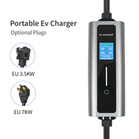 Pengisi daya EV portabel tipe 1 32A, 3.5/7kw pengisi daya Universal Level 2 J1772 dengan colokan Cee biru untuk mobil EU kondisi baru