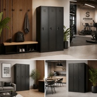 Armoire de rangement modulaire à 3 portes en acier laminé à froid avec serrure à clé pour bureau, école, salle de sport