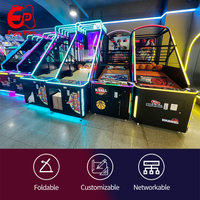 Machine de basket-ball d'arcade pliable en métal, gain de place, avec tableau de scores LED, prise en charge espagnole/anglaise, rangement facile