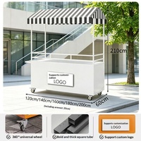 Chariot de Restauration Mobile Personnalisable en Fer Forgé avec Auvent – Stand de Vendeur Ambulant pour Marché Extérieur et Vente de Snacks de Nuit