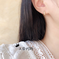 Boucles d'oreilles créoles classiques Tai Silver avec zircon rond taille brillant, plaqué or 14 carats, design ajouré en dentelle, pour mariage féminin