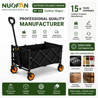 Chariot de camping pliable à quatre roues NF-450 avec logo personnalisé, chariot de camping portable pour l'extérieur, chariot à main de grande capacité