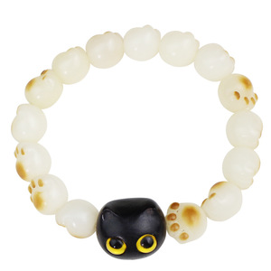 Charcoal Burnt Cat Paw <b>Bracelet</b> Black Cat Style 12mm White Jade Beads Unisex <b>Couple</b> Daily Wear Cartoon Animal Zodiac Jewelry - Product Image 5