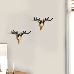 HONGHUI Wall Decoration Antlers Single Key Hanger Hooks Wall Coat Keys Deer Animal Shape Hook Black Wall Hook Animal