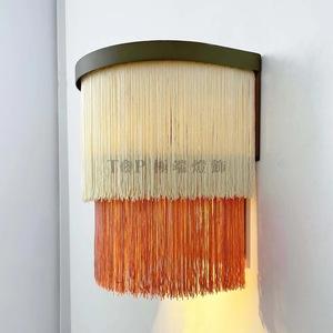 French Style Double Layer Tassel Wall <b>Lamp</b> E27 Energy Saving Bulb For Living Room Bedroom <b>Study</b> Home Decoration - Product Image 1