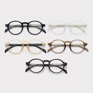 XUEDIAO, venta al por mayor, montura de gafas redondas <span class=keywords><strong>Retro</strong></span>, gafas ópticas oftálmicas Unisex, gafas con remaches, gafas pequeñas TR90 de acetato - Product Image 2