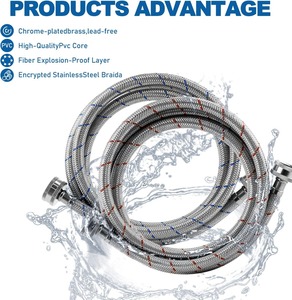 Manguera de Entrada para Lavadora de Agua Fría y Caliente, de Acero Inoxidable 304, Manual, Paquete de 2, Trenzada, para Uso en Exteriores y Hoteles - Product Image 3