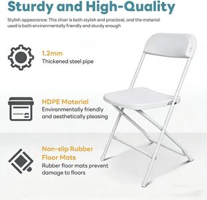 Venta al por mayor barato negro blanco <span class=keywords><strong>sillas</strong></span> plegables para eventos al aire libre <span class=keywords><strong>sillas</strong></span> plegables marco de metal - Product Image 3