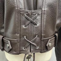 Veste en cuir véritable pour femme Jancoco, style streetwear d'hiver, veste de motard courte en cuir de mouton personnalisée avec ceinture