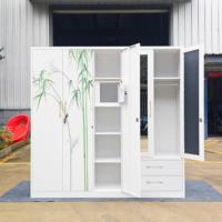 Armoire de Rangement Moderne en Acier pour Chambre à Coucher, Écologique, avec Tiroirs et Motifs Imprimés, Idéale pour la Maison, l'Hôpital et l'École