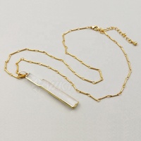 WT-N1021 Nouveau collier en sélénite brute, best-seller, collier long en sélénite blanche de haute qualité avec finition en or véritable 18 carats