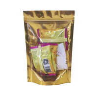 Sacs Plastiques à Fermeture Éclair Brillant avec Fenêtre et Finition Dorée pour Emballage Alimentaire, Pochettes Doypack