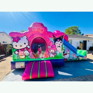 Castillo Inflable <span class=keywords><strong>de</strong></span> Kitty para Fiestas, Casa <span class=keywords><strong>de</strong></span> Brinco con Tobogán para Niñas, Castillo Inflable <span class=keywords><strong>de</strong></span> Dibujos Animados para Niños al Aire Libre - Product Image 1