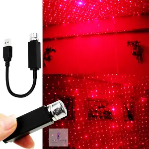 Proyector de luces LED para techo de coche, luz de noche de estrellas, USB, rojo, azul, púrpura, romántico