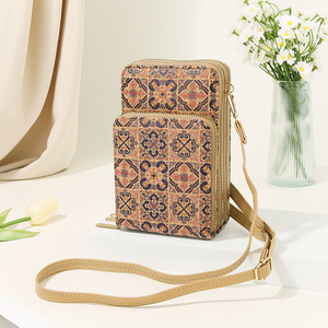 Borsa per cellulare da donna Versatile borsa Vintage <span class=keywords><strong>a</strong></span> <span class=keywords><strong>tracolla</strong></span> con stampa sughero borsa spaziosa stampa floreale per attività all'aperto - Product Image 2