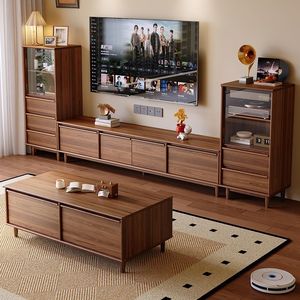 Mobile <span class=keywords><strong>TV</strong></span> in Legno Minimalista Moderno di Lusso e <span class=keywords><strong>Tavolino</strong></span> da Caffè con Spazio di Archiviazione per Soggiorno e Camera da Letto, Design Decorativo - Product Image 5