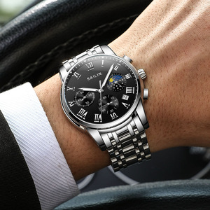 <span class=keywords><strong>Orologio</strong></span> da Polso SAILIN per Uomo, Cronografo al Quarzo con Logo Personalizzato, Cinturino in Acciaio Inox, Lancette Luminose e Fasi Lunari - Product Image 2