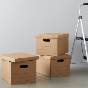 In Stock Heavy-Duty <strong>Cardboard</strong> Moving And Office <strong>Storage</strong> <strong>Boxes</strong> With Reinforced Handles Removable Lid For Packing Filing Archiving - Product Image 1