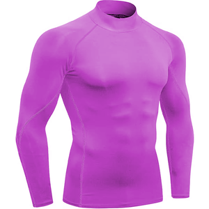 T-shirt de sport élégant à manches longues en velours pour homme, col roulé, idéal pour l'entraînement et la gym en automne et en hiver, en polyester - Product Image 6