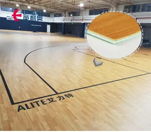 Enlio Fiba Approved Basketball Court Tiles Pvc Wood Flooring Synthesis Indoor Interlocking Floor Wooden Sports Flooring
