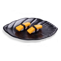 Assiette à dessert en mélamine noire de 10 pouces, motif feuille, pour restaurant japonais