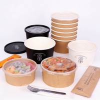 Mangkuk Salad Kertas Kraft Sekali Pakai Grosir, Dinding Tunggal, Food Grade, 500ml-1500ml untuk Sushi, Snack, Nasi, Katering, dan Takeaway