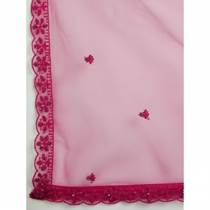 Exquisita Red De Lentejuelas Rosa Sangeet Wear Lehenga Choli Con Dupatta - Product Image 1