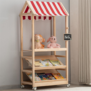 Étagère de rangement en bois moderne à 3 niveaux avec roulettes verrouillables pour livres, jouets, vêtements - Product Image 1