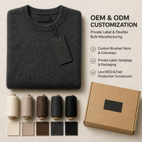 Pull en cachemire anti-rétrécissement pour homme, col rond, mélange doux de qualité supérieure, personnalisable, tricoté