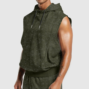 Débardeur à capuche personnalisé pour homme, impression numérique du logo, 230 GSM, polyester et coton, impression intégrale, t-shirt de sport pour la salle de gym - Product Image 2