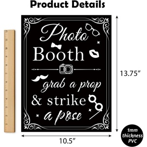Panneau personnalisé pour photomaton avec support, kit d'accessoires pour photomaton, lèvres amusantes, lunettes, chapeaux pour décorations de mariage, de remise de diplôme, de bal de promo et de fête - Product Image 2