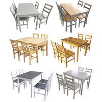 Ensemble de table et de chaises de salle à manger en bois de pin, design moderne, couleur personnalisée, meubles de restaurant, 4 chaises