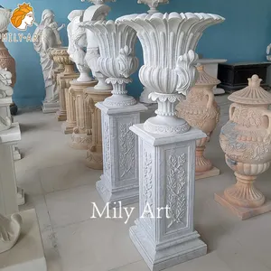 Manufacturer Supplier Marble Vase Columns White Planter for Garden
