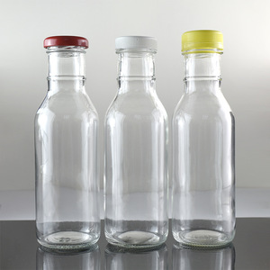 Bouteilles en verre à col étroit pour sauce tomate, <span class=keywords><strong>vinaigre</strong></span>, sauce soja, lait, jus et boissons, avec couvercle, 250ml, 350ml, 500ml - Product Image 3