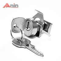 Anin Cylindres de serrure à came à 2 clés en alliage de zinc nickelé, entraxe 12,5, pour portes de meubles, armoires, tiroirs et coffres-forts, blanc