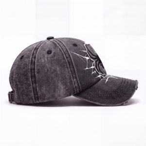 Gorra de Béisbol Vintage con Logotipo Personalizado, 6 Paneles, Efecto Desgastado, Apliques Deshilachados, Bordado Chenille Lateral, Proveedor de Gorras - Product Image 6